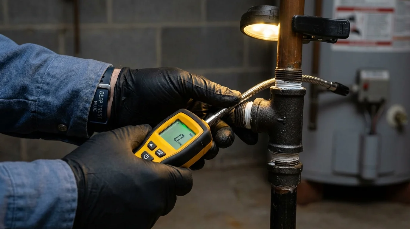 Gas leak detection with electronic sniffer by Johns Plumbing LLC in Harrisonville