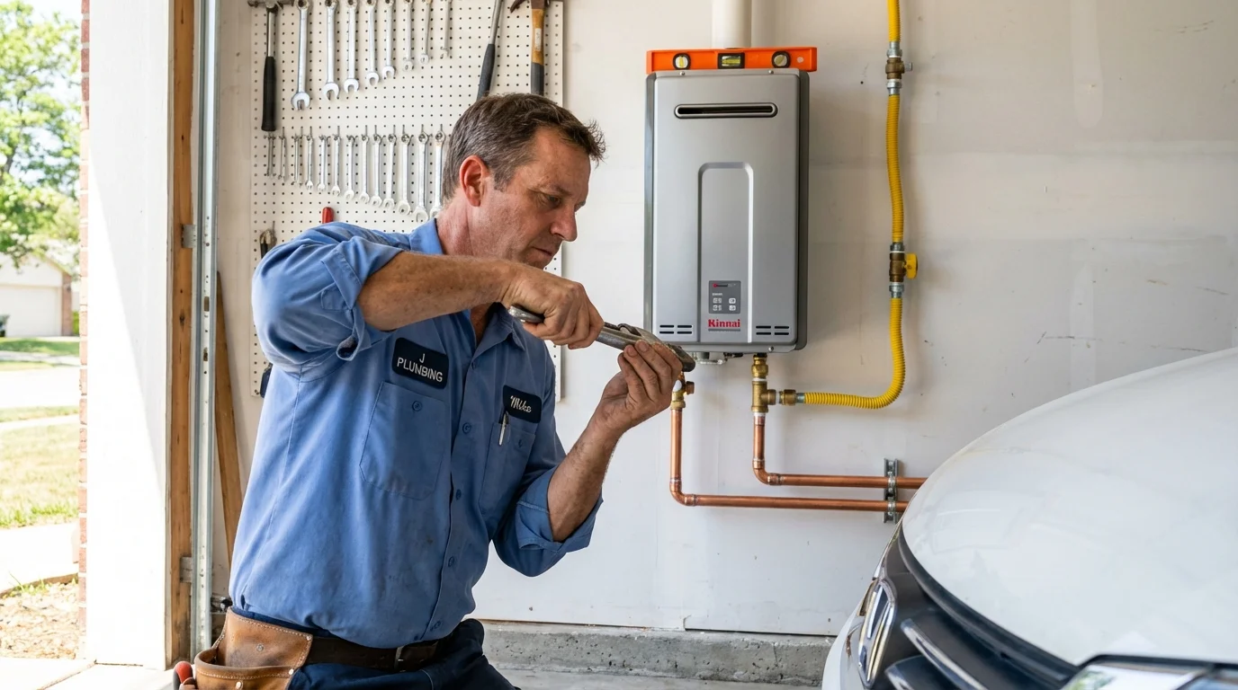 Tankless water heater installation by a Johns Plumbing LLC plumber in Harrisonville